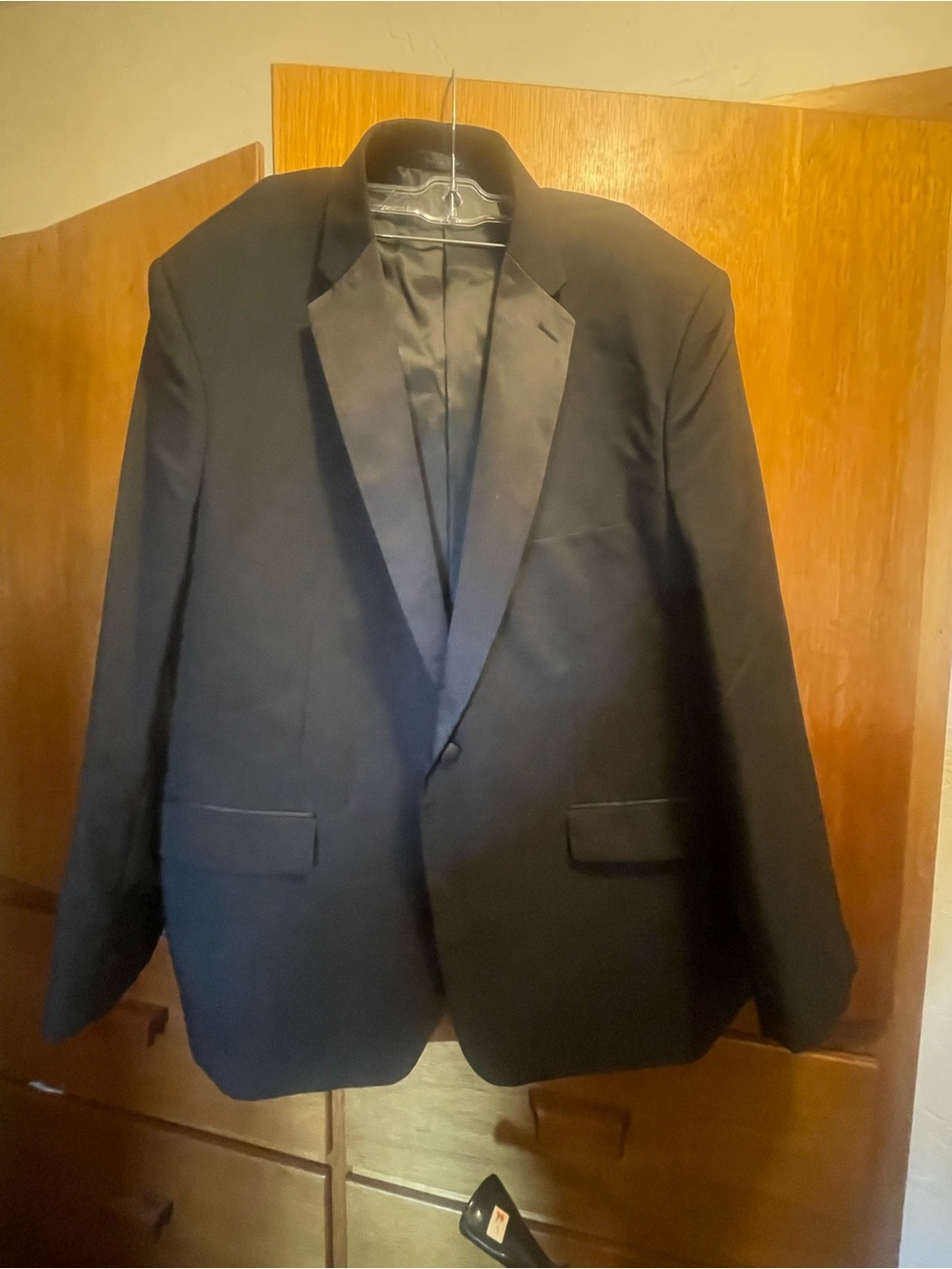 Neil Allyn Black Men's Tuxedo Suit Jacket 100% Polyester 48R